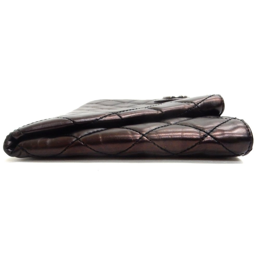 CHANEL METALLIC BROWN CLUTCH W/ RED LINING! WOW! - Picture 5 of 11